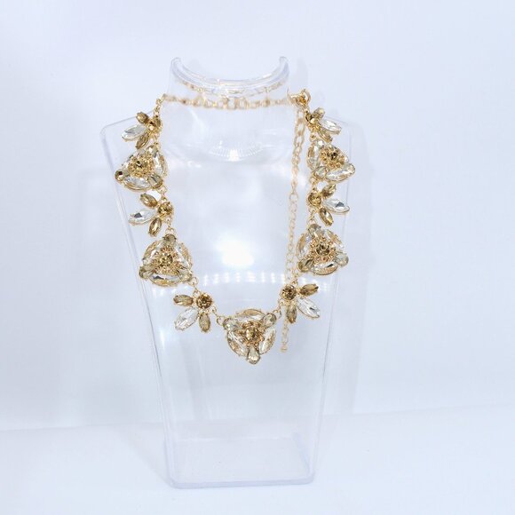 NWT Catherine Stein Clear and Amber Stone Gold-tone Statement Necklace - Picture 3 of 5